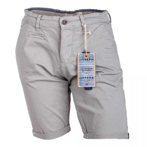 Bermuda Chino Venili Coton Stretch Popeline Revers Gansé Bouton Homme Blaggio