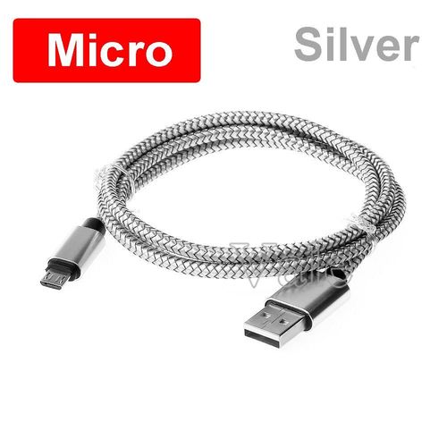 Câble Micro USB type c 3.1 tressé pour recharge rapide et synchronisation de données, cordon de chargeur pour téléphone Samsung, Huawei et Android - Micro-Silver|1m - 21SJX0427C05363