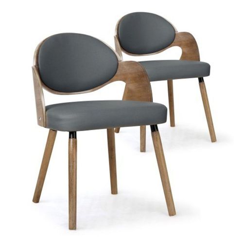 Lot De 2 Chaises Design "Kadoa" 72cm Gris & Bois Vintage