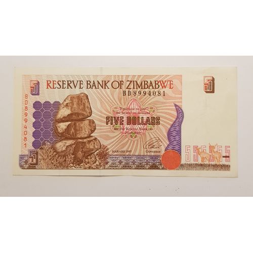 Billet De 5 Dollars  Reserve Bank Of Zimbabwe  1997   P# 5- /Bd 081