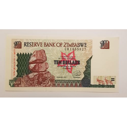 Billet De 10 Dollars  Reserve Bank Of Zimbabwe  1997   P# 6 *** Cb 5827