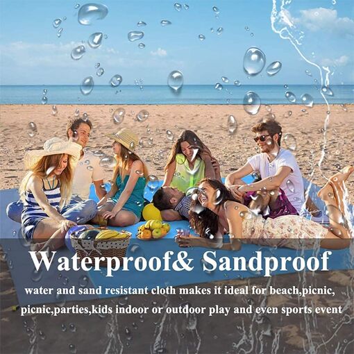 Couverture De Pique-nique Imperméable 200x200 Cm - Fond PEVA, Pliable Avec Sangle - Pour Plage, Jardin