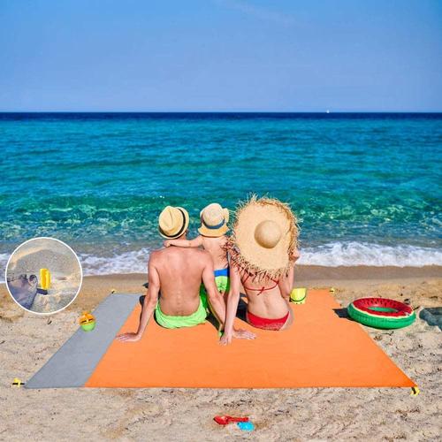 210 * 200cm Tapis De Pique-Nique Couverture De Poche Portable Léger Imperméable Pour Camping Jardin Randonnée (Orange)