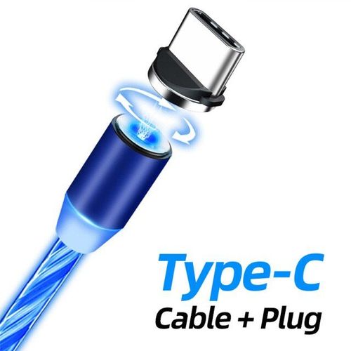 Câble de Charge magnétique Led Micro USB USB Type C pour téléphone, prise magnétique - Blue - 21SJX0427C11559