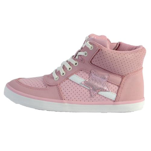 Basket Montante Cuir Enfant Clarks City Flake Rose