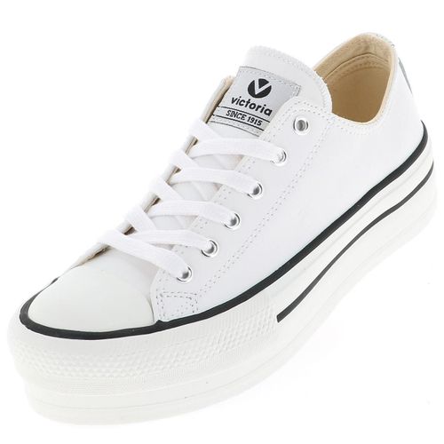 Chaussures Basses Cuir Ou Simili Victoria Vintage Plateau W 50783 Blanc