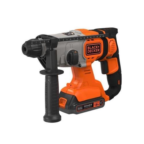 Marteau Perforateur sans fil 18V SDS+ 1,2 Joules Batterie 2Ah BLACK+DECKER BCD900D1S QW Eclairage led Sac Souple B+D