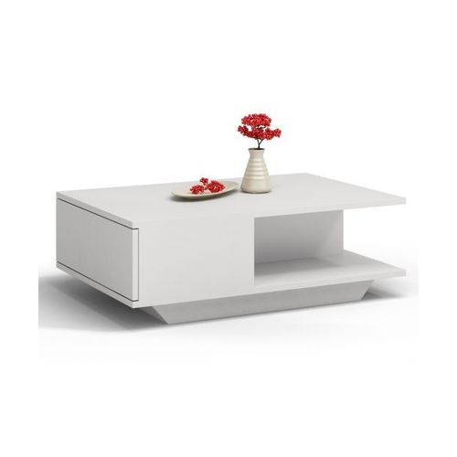 Table Basse Moderne Pour Salon Avec Un Espace De Rangement Denver - Blanc