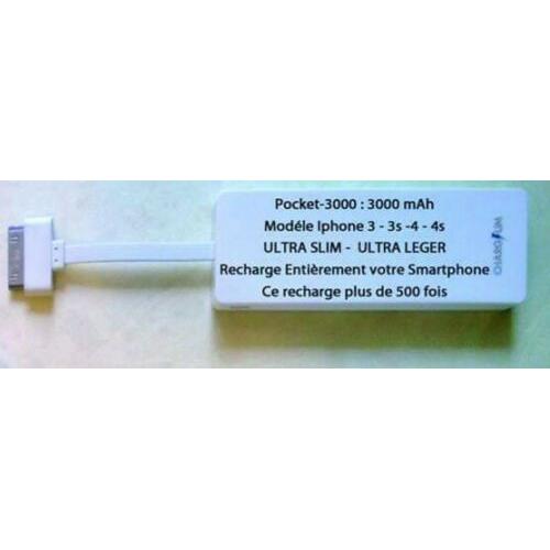 Power Bank Recharge Pour Iphone 3 - 3s - 4 - 4s 3000 Mah Ultra Slim Ultra Light