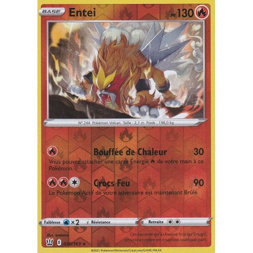 Carte Pokemon - Entei - 020/163 - Holo-Reverse - Épée Et Bouclier 5 - Styles De Combat - Eb5 - Vf