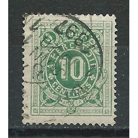 Timbre Taxe Belgique 10cts Vert N°1 1870 Oblitéré Avec Charnière En 1897