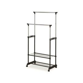 HOMCOM Penderie portant à vêtements style industriel en métal avec tringle  et 4 étagères - dim. 100L x 46L x 170,5H cm - métal aspect chêne clair pas  cher 