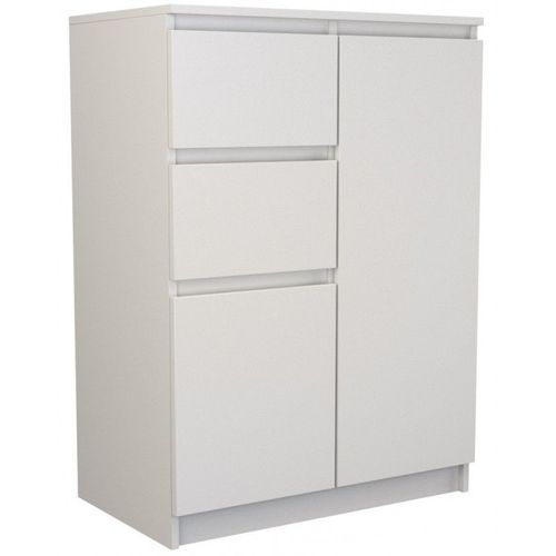 Parme - Commode Moderne Salon/Chambre/Bureau 97x70x40 - 2 Portes + 2 Tiroirs - Buffet Contemporain Séjour - Dressing - Blanc