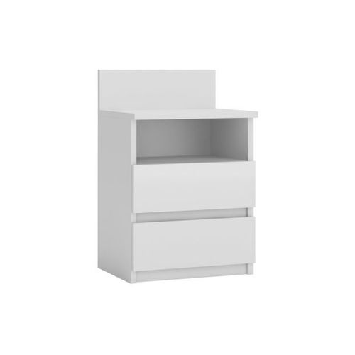 Table De Chevet / Table De Nuit Moderne Avec 2 Tiroirs Et 1 Étagère Malwa M1 - Blanc