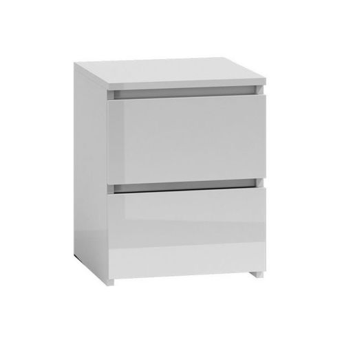 Table De Chevet / Table De Nuit Moderne Avec 2 Tiroirs Malwa M2 - Blanc Brillant