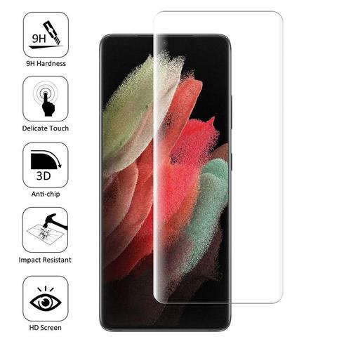 1 Film En Verre Trempé Pour Samsung Galaxy S21 Ultra 5g 6.8" Bord Incurvé Resistant - Transparent