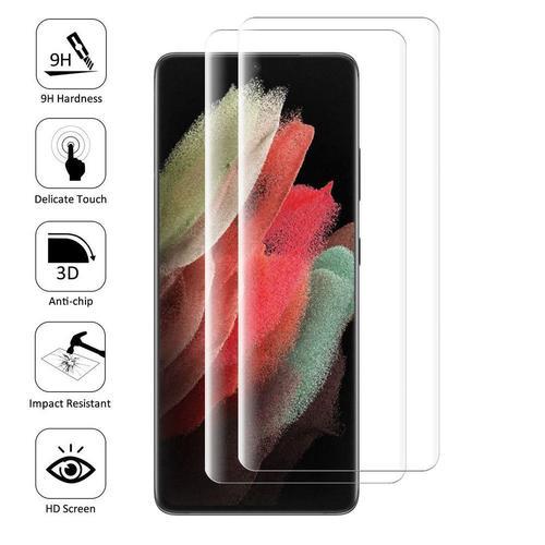 Lot/ Pack De 2 Films En Verre Trempé Pour Samsung Galaxy S21 Ultra 5g 6.8" Bord Incurvé Resistant - Transparent