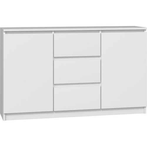 Cazar - Commode Moderne 2 Portes + 3 Tiroirs Chambre/Salon/Bureau| Dimensions : 75x120x30 - Design Minimaliste - Meuble Fonctionnel - Blanc