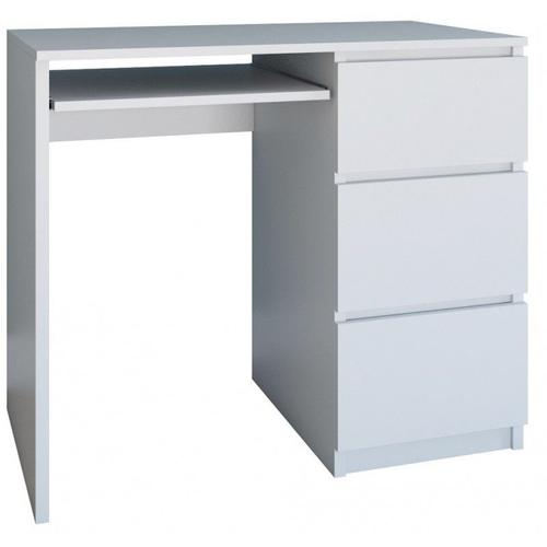 Iloa - Bureau Informatique D'ordinateur Style Moderne 98x51x76 - Travail Gaming - 3 Tiroirs Support Clavier - Mobilier Bureau - Blanc