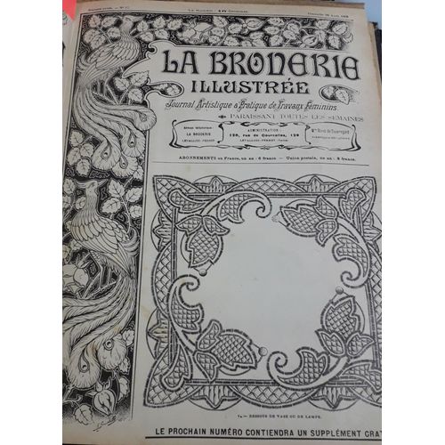 La Broderie Illustrée - Journal Artistique Et Pratique De Travaux Féminins, 6e Année, N°17 (26 Avril 1903) : Dessous De Vase Ou De Lampe / Entre-Deux Au Point De Venise Pour Drap Ou Nappe /(...)