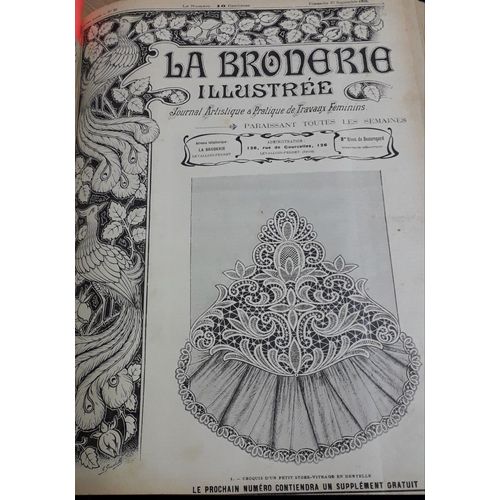 La Broderie Illustrée - Journal Artistique Et Pratique De Travaux Féminins, 6e Année, N°39 (27 Septembre 1903) : Croquis D Un Petit Store-Vitrage En Dentelle / Deux Petits Carrés Au Point De Venise /(...)