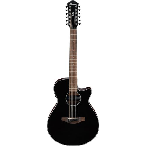 Ibanez Aeg5012 Black High Gloss Guitare Folk ?Lectro-Acoustique 12 Cordes