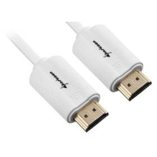 Sharkoon - Câble HDMI avec Ethernet - HDMI mâle pour HDMI mâle - 2 m - blindé - blanc - support 4K