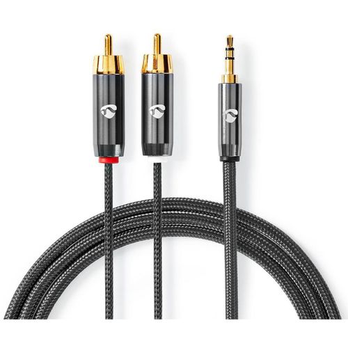 Nedis CATB22200GY50 câble audio stéréo jack 3,5 mm - 2x RCA mâle 5 mètres