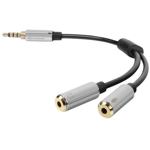 Sharkoon PMP35 - Adaptateur audio - mini jack 4 pôles mâle pour mini-phone stereo 3.5 mm femelle - 12 cm