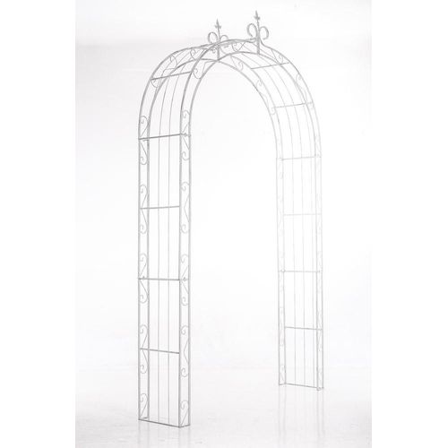 Arche À Rosiers Pour Jardin Revêtue De Fer Hauteur 260 Cm Blanc Vieilli Mdj10117