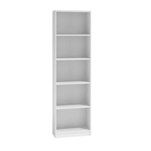 Florence - Bibliothèque Contemporaine 5 Niches Salon/Bureau/Chambre 30x40x182 - Meuble De Rangement Multifonctionnel Livres Dèco - Blanc