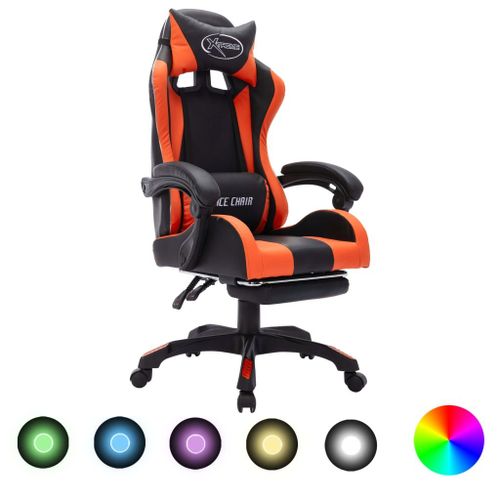 Vidaxl Fauteuil De Jeux Vidéo Avec Led Rvb Orange Et Noir Similicuir
