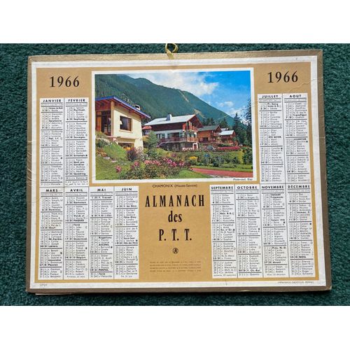 Almanach Postes Et Télégraphes Ptt - Calendrier 1966