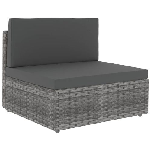 Vidaxl Canapé Central Sectionnel Résine Tressée Gris