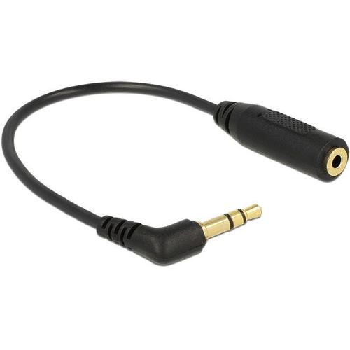 Delock - Adaptateur audio - jack micro stéréo femelle pour mini-phone stereo 3.5 mm mâle - 17 cm - noir - connecteur à angle gauche