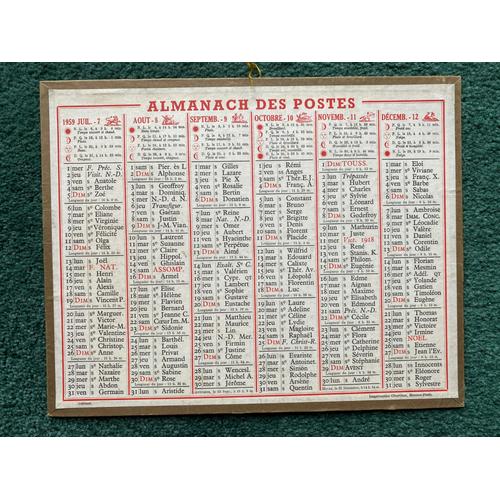 Almanach Postes Et Télégraphes Ptt - Calendrier 1959