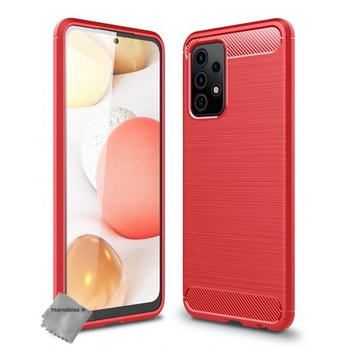 Housse Etui Coque Silicone Gel Carbone Pour Samsung Galaxy A52 5g + Verre Trempe - Rouge