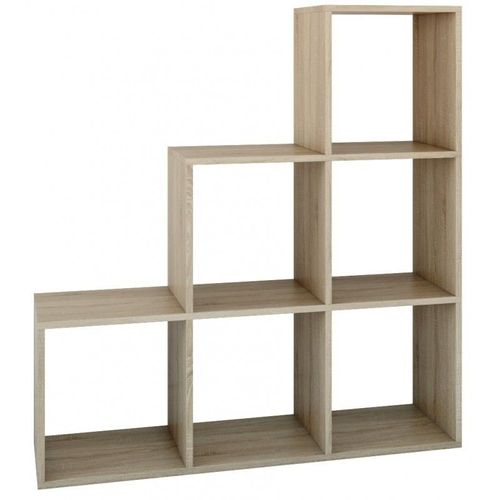 Salerno - Étagère Casier Bibliothèque Moderne 115x115x30 - Séparateur De Pièce - Meuble Gain De Place - 6 Casiers De Rangement - Sonoma