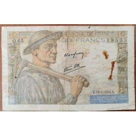 Billet 10 Francs Mineur 13 - 1 - 1944 France Q.65