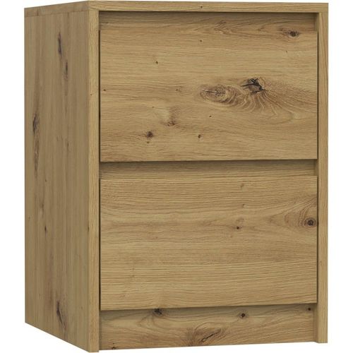 Iris - Table De Chevet Style Scandinave 55x43x40cm - Table De Nuit 2 Tiroirs - Chevet Style Moderne - Meuble De Rangement Moderne - Chêne