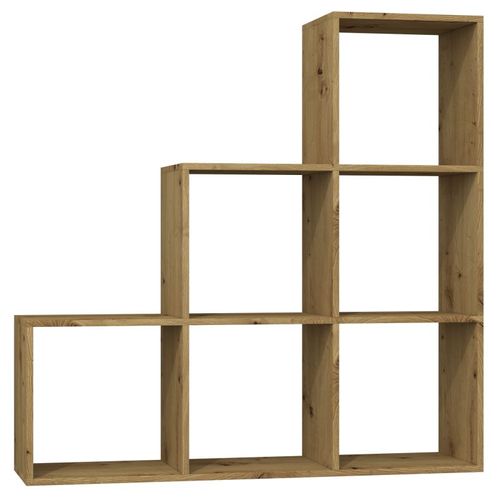 Salerno - Étagère Casier Bibliothèque Moderne 115x115x30 - Séparateur De Pièce - Meuble Gain De Place - 6 Casiers De Rangement - Chêne