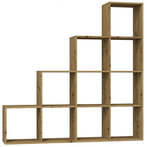 Salerno - Étagère Casier Bibliothèque Moderne 153x153x30 - Séparateur De Pièce - Meuble Gain De Place - 10 Casiers De Rangement - Chêne