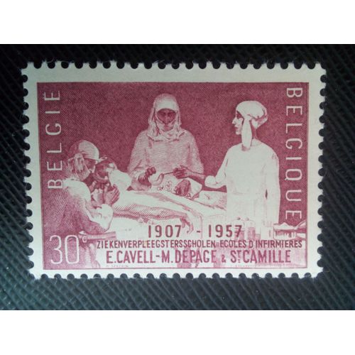 Timbre Belgique Yt 1038 50e Anniversaire Des Écoles D'infirmières 1957 ( 80505 )