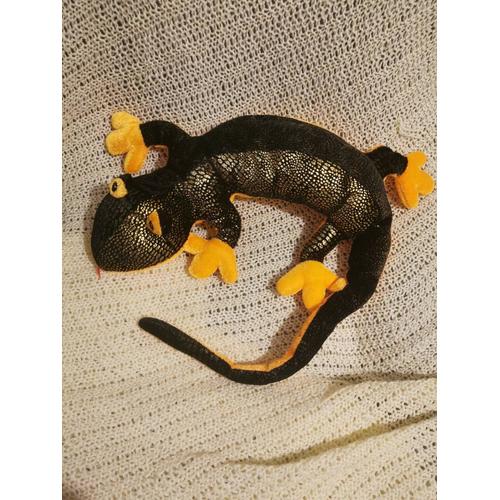 peluche salamandre noir tacheté nature planet doudou lezard