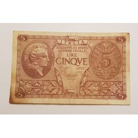 Billet De 5 Lire 23.11.1944 Sigs. Bolaffi, Cavallaro And Giovinco.*0432* P# 31