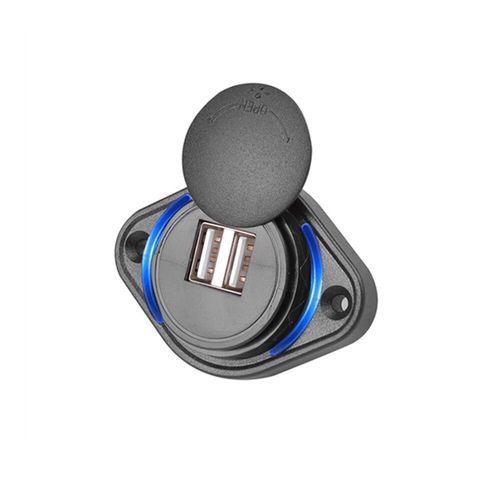 Adaptateur De Chargeur De Voiture Usb Pour Touristes,Prise ¿Tanche De Forme Ronde,Interrupteur Pour Moto,Montres,Croisi¿Re,Charge Solaire,5v,3.1a - Type Bleu #A