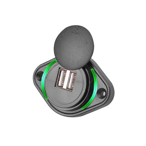 Adaptateur De Chargeur De Voiture Usb Pour Touristes,Prise ¿Tanche De Forme Ronde,Interrupteur Pour Moto,Montres,Croisi¿Re,Charge Solaire,5v,3.1a - Type Green