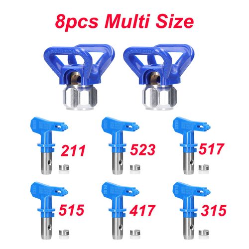 Buses de pulvérisation de peinture réversibles,buses de pulvérisateur sans air,pièces de machine de pulvérisation pour maisons,bâtiments,ponts ou clôtures - Type 8pcs Multi Size