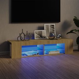 Meuble Tv Moderne Chêne Avec Lumière Led 135x39x30 Cm