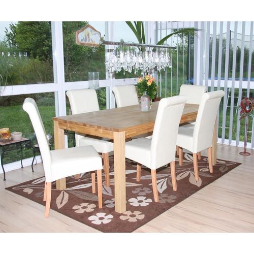Lot De 6 Chaises De Séjour Novara Ii, Cuir   Crème/Pieds Clairs